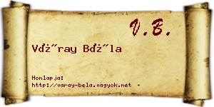 Váray Béla névjegykártya